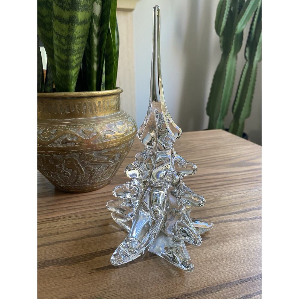 Vintage Hand Blown Glass Tree F. M. Ronneby Sweden Clear Glass Christmas Tree
